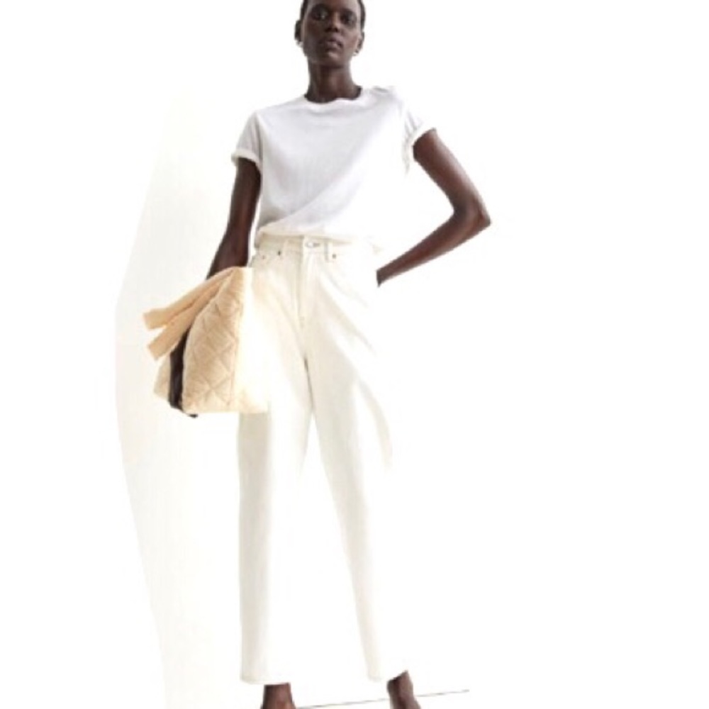 H&M white loose mom jeans